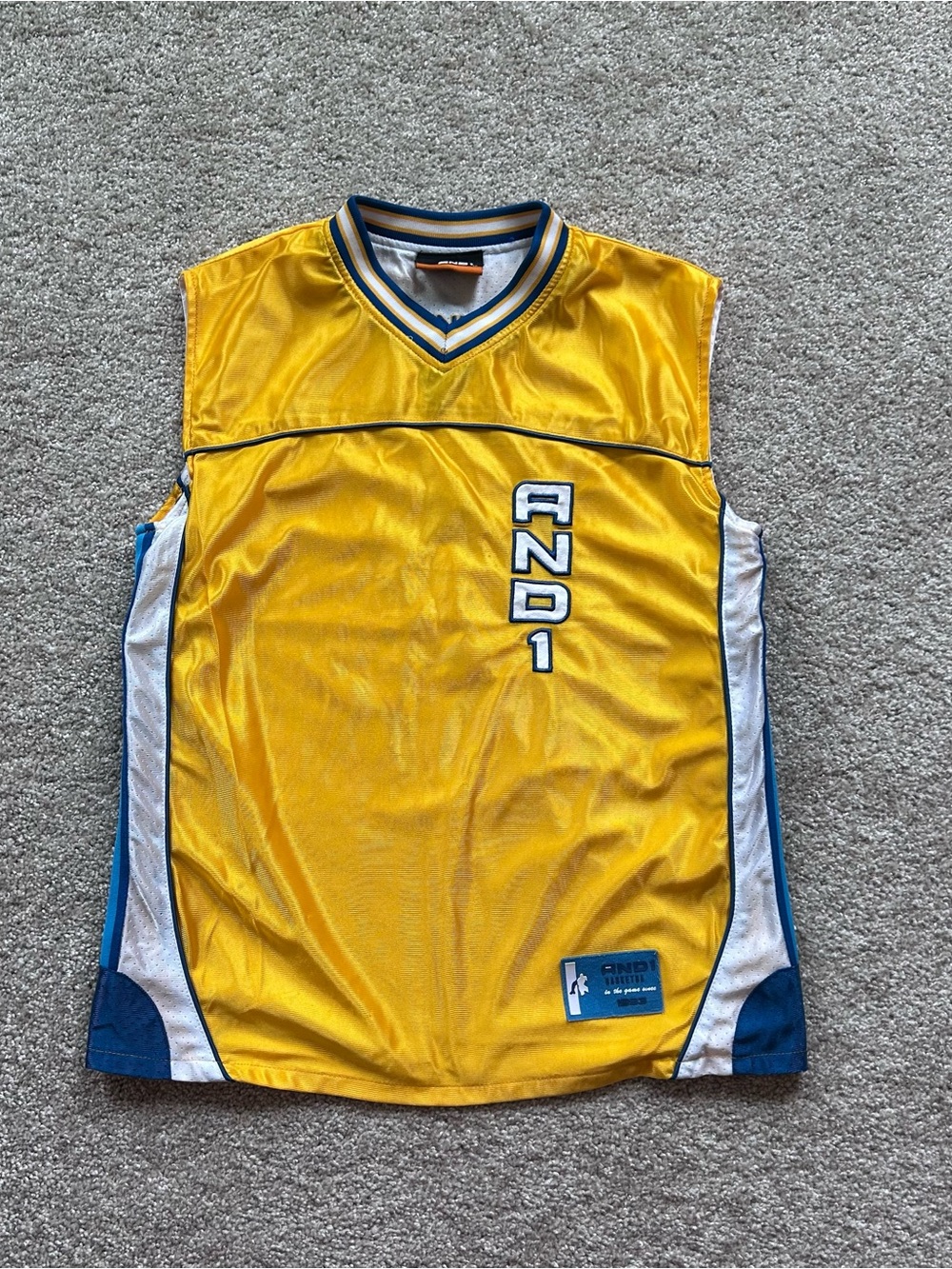 Vintage Men’s AND1 Reversible Basketball Jersey Yellow White Streetball Rare